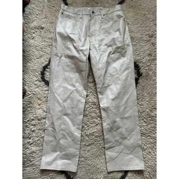 AGOLDE Recycled Leather 90's Pinch Waist Pants Powder Cream Sz 31,  $298 - Picture 5 of 16